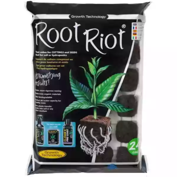 Clonex Root Riot kweektray met 24 organische stekpluggen