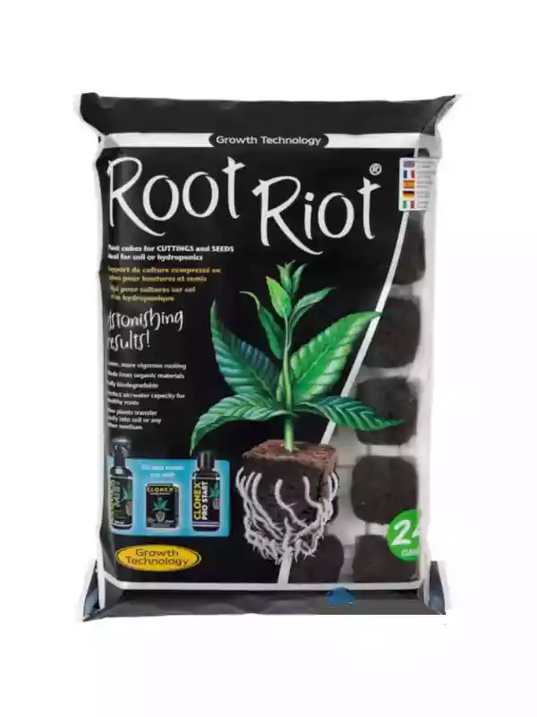 Clonex Root Riot kweektray met 24 organische stekpluggen