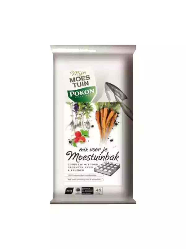 Grote zak Pokon Bio Aarde Mix voor Moestuinbak 45 liter